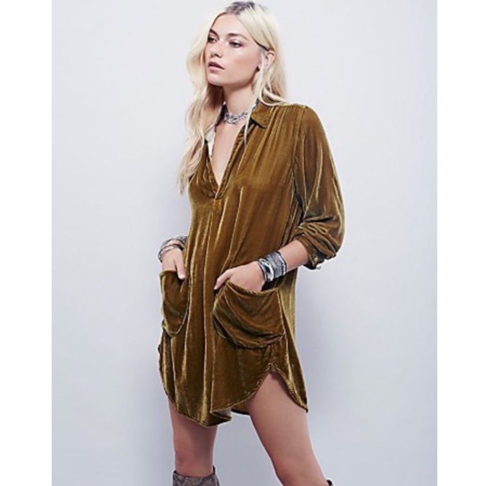 Free People gold Velvet Tunic